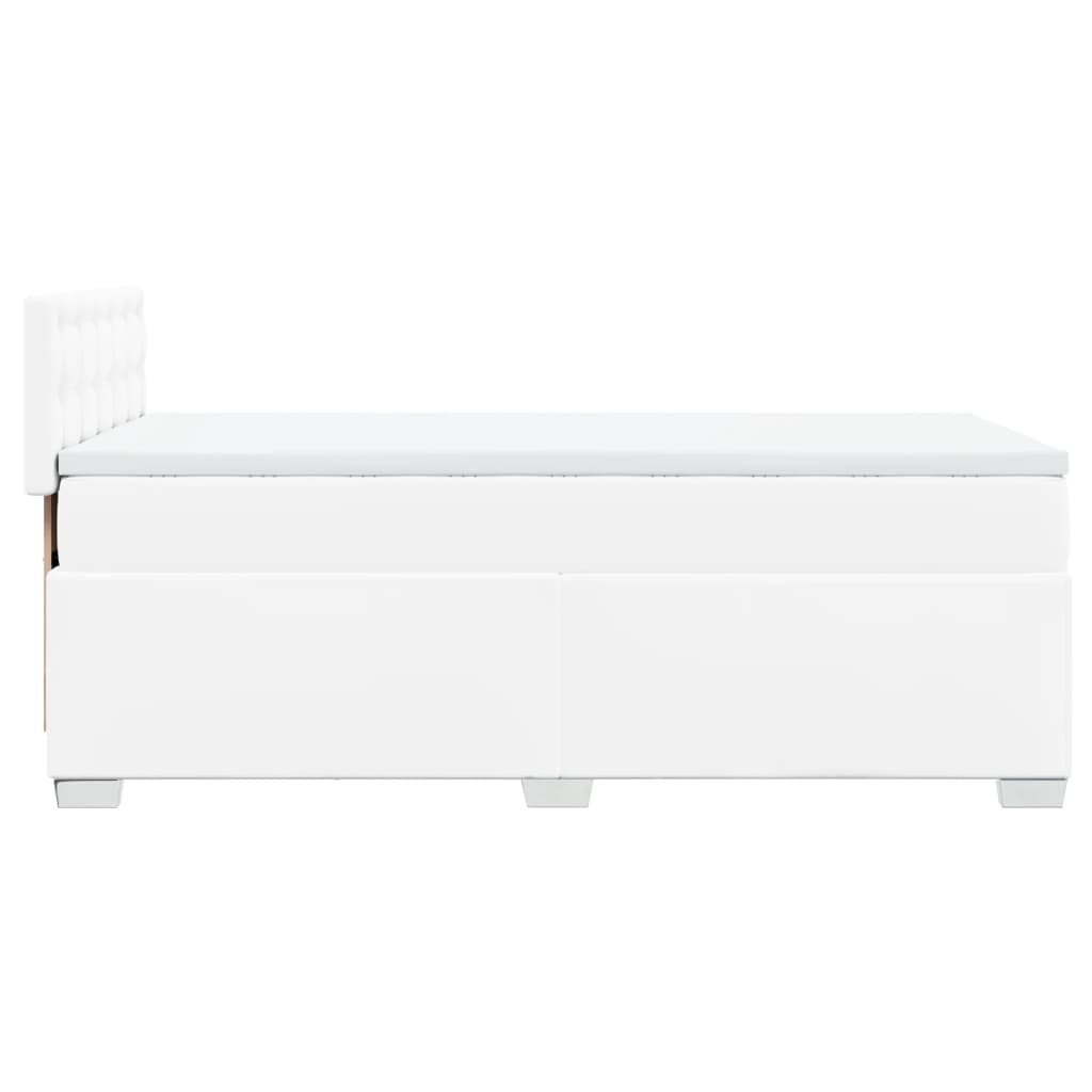 vidaXL Κρεβάτι Boxspring με Στρώμα Λευκό 90x190εκ. από Συνθετικό Δέρμα