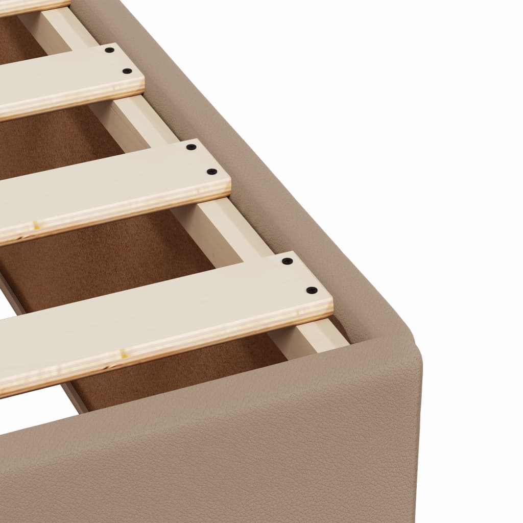 vidaXL Κρεβάτι Boxspring με Στρώμα Καπουτσίνο 90x190εκ.από Συνθ. Δέρμα