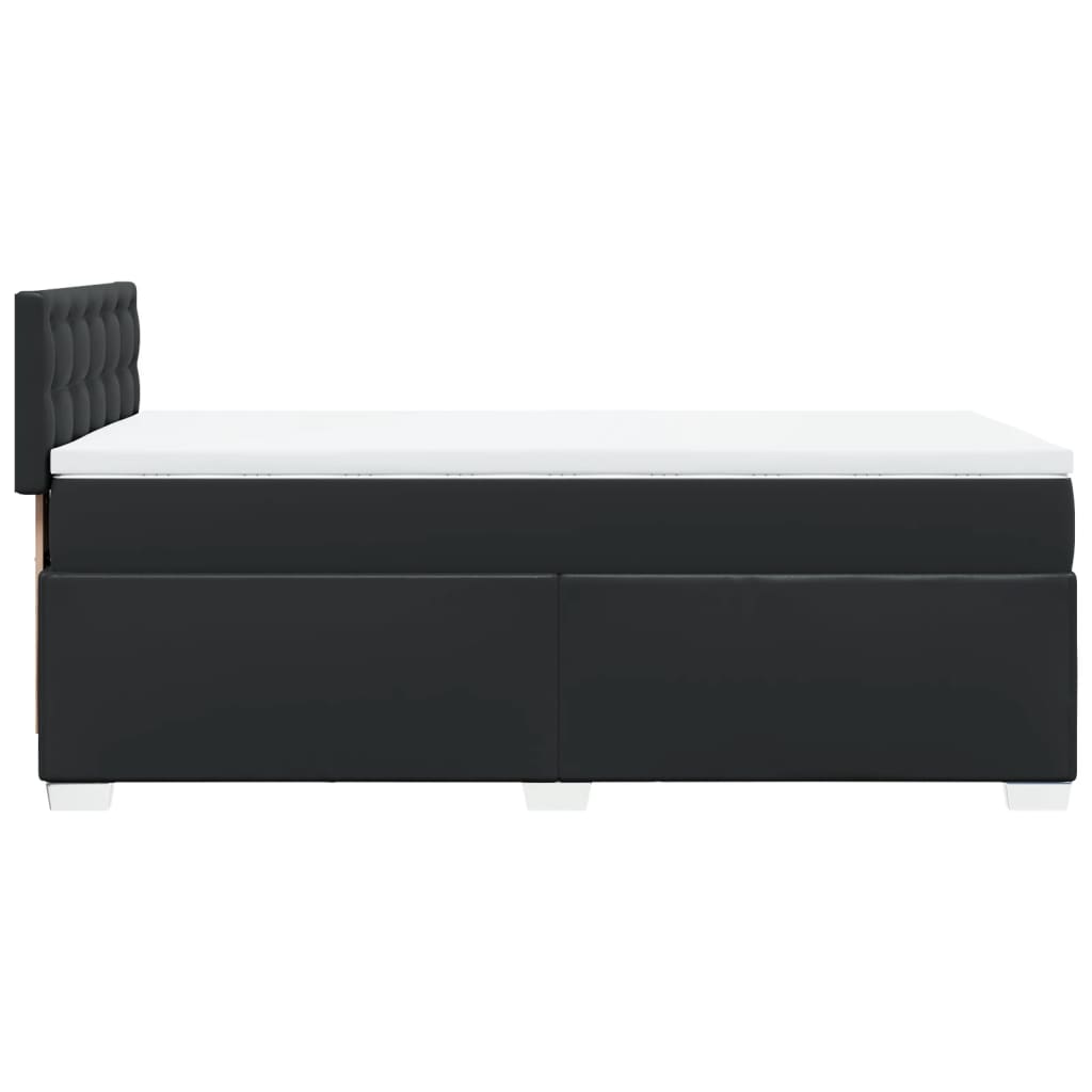 vidaXL Κρεβάτι Boxspring με Στρώμα Μαύρο 90x200εκ. από Συνθετικό Δέρμα