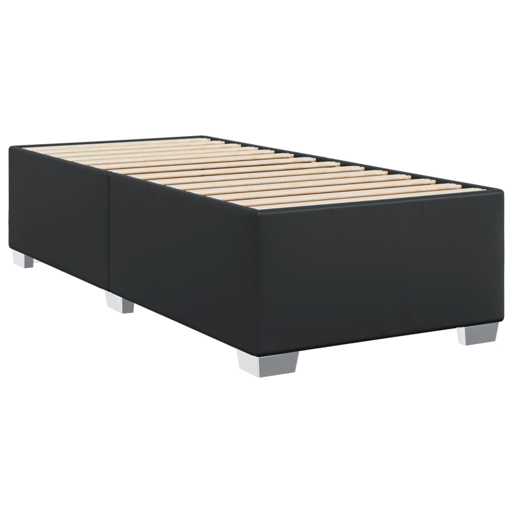 vidaXL Κρεβάτι Boxspring με Στρώμα Μαύρο 90x200εκ. από Συνθετικό Δέρμα