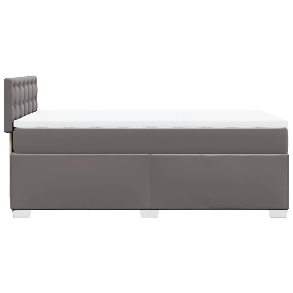 vidaXL Κρεβάτι Boxspring με Στρώμα Γκρι 90x200 εκ. από Συνθετικό Δέρμα