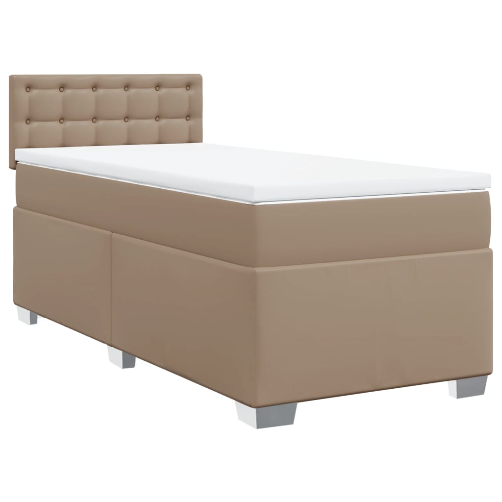 vidaXL Κρεβάτι Boxspring με Στρώμα Καπουτσίνο 90x200εκ.από Συνθ. Δέρμα