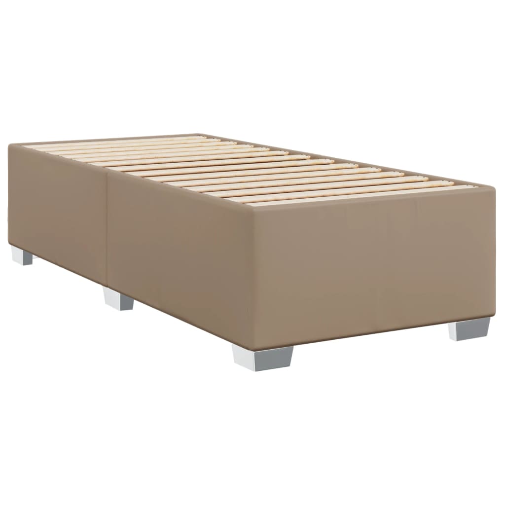 vidaXL Κρεβάτι Boxspring με Στρώμα Καπουτσίνο 90x200εκ.από Συνθ. Δέρμα