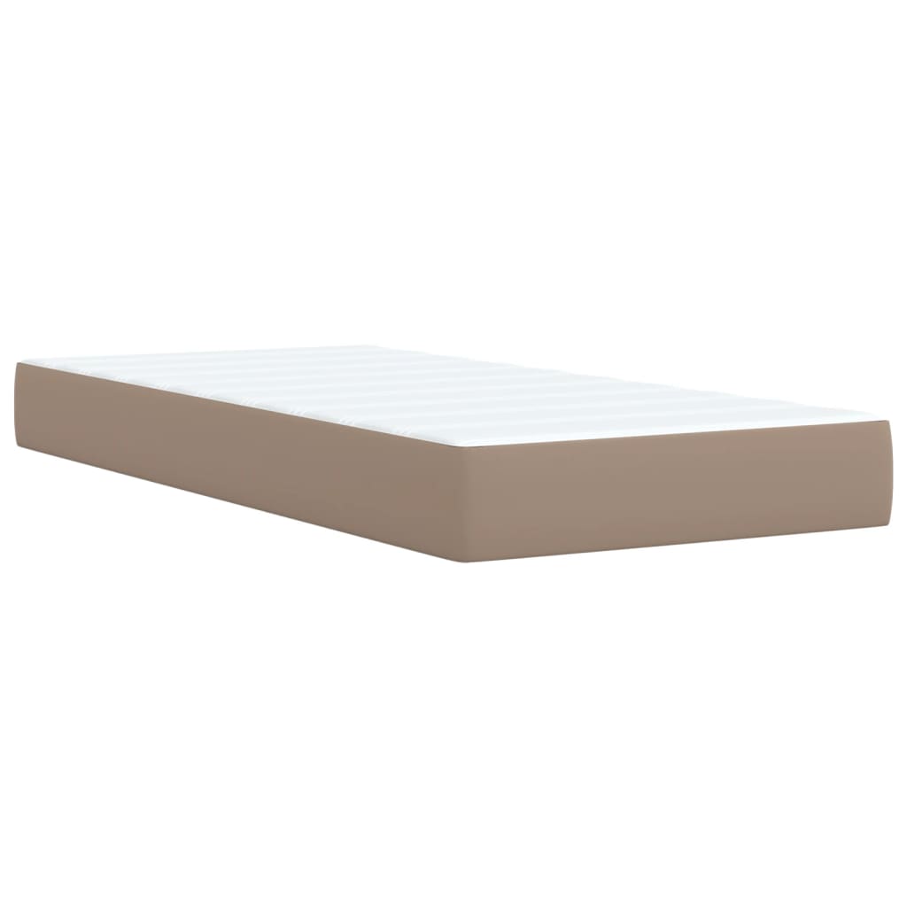 vidaXL Κρεβάτι Boxspring με Στρώμα Καπουτσίνο 90x200εκ.από Συνθ. Δέρμα