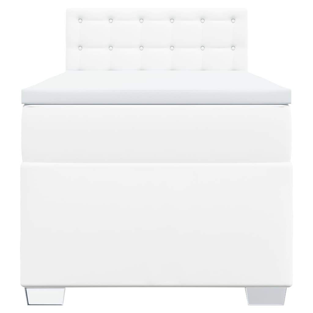 vidaXL Κρεβάτι Boxspring με Στρώμα Λευκό 100x200εκ.από Συνθετικό Δέρμα