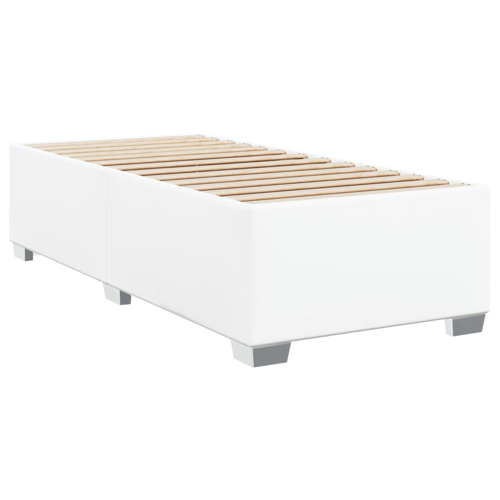 vidaXL Κρεβάτι Boxspring με Στρώμα Λευκό 100x200εκ.από Συνθετικό Δέρμα