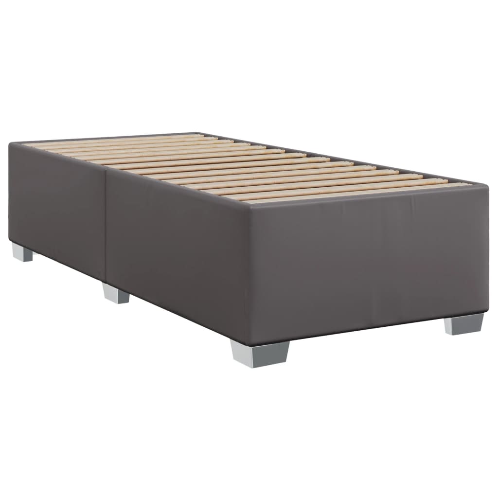 vidaXL Κρεβάτι Boxspring με Στρώμα Γκρι 100x200εκ. από Συνθετικό Δέρμα