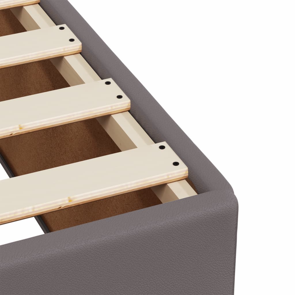 vidaXL Κρεβάτι Boxspring με Στρώμα Γκρι 100x200εκ. από Συνθετικό Δέρμα