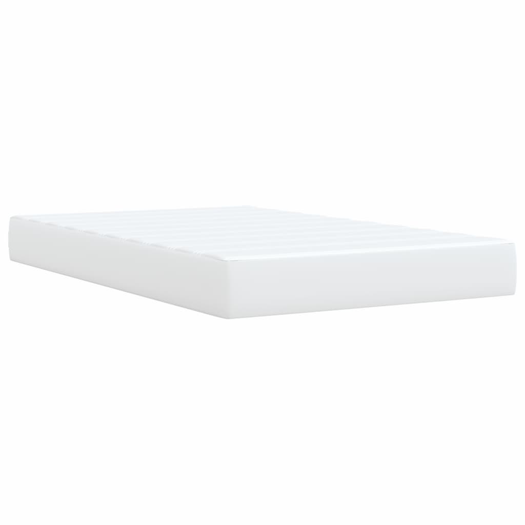 vidaXL Κρεβάτι Boxspring με Στρώμα Λευκό 120x190εκ.από Συνθετικό Δέρμα