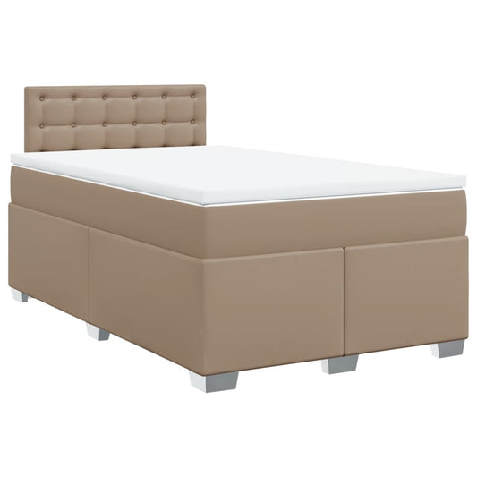 vidaXL Κρεβάτι Boxspring με Στρώμα Καπουτσίνο 120x190εκ.από Συνθ.Δέρμα