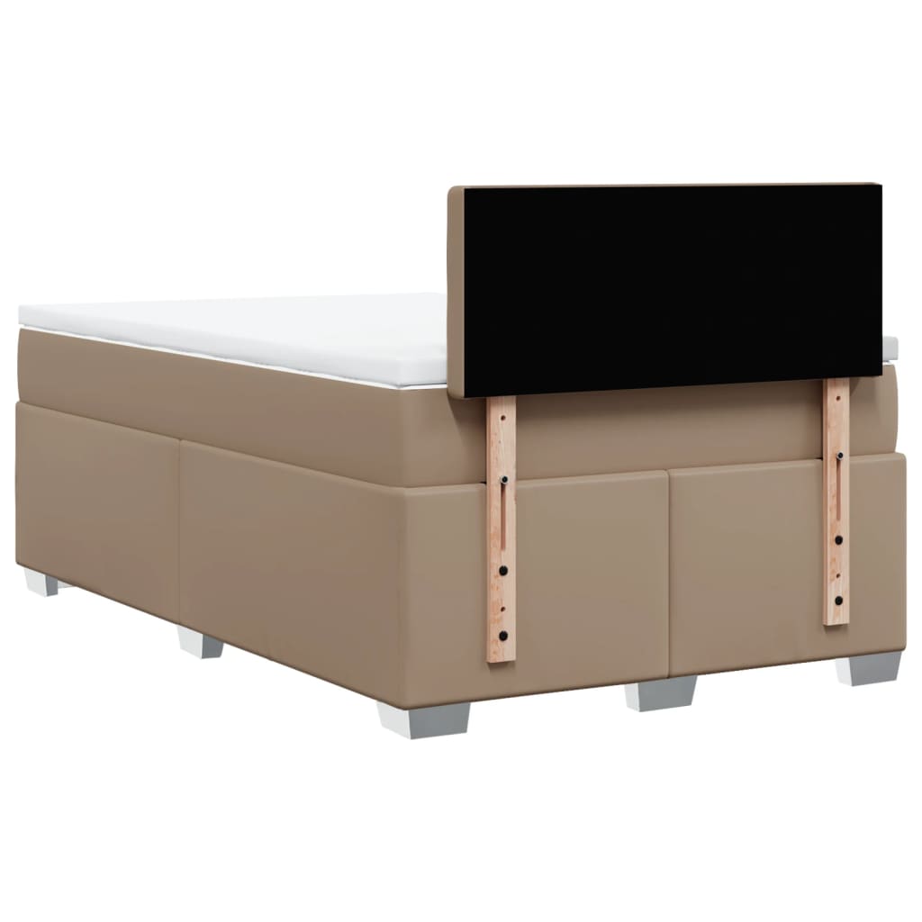 vidaXL Κρεβάτι Boxspring με Στρώμα Καπουτσίνο 120x190εκ.από Συνθ.Δέρμα