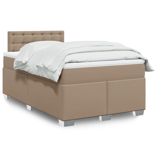 vidaXL Κρεβάτι Boxspring με Στρώμα Καπουτσίνο 120x190εκ.από Συνθ.Δέρμα