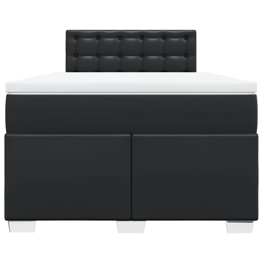 vidaXL Κρεβάτι Boxspring με Στρώμα Μαύρο 120 x 200 εκ. Συνθετικό Δέρμα