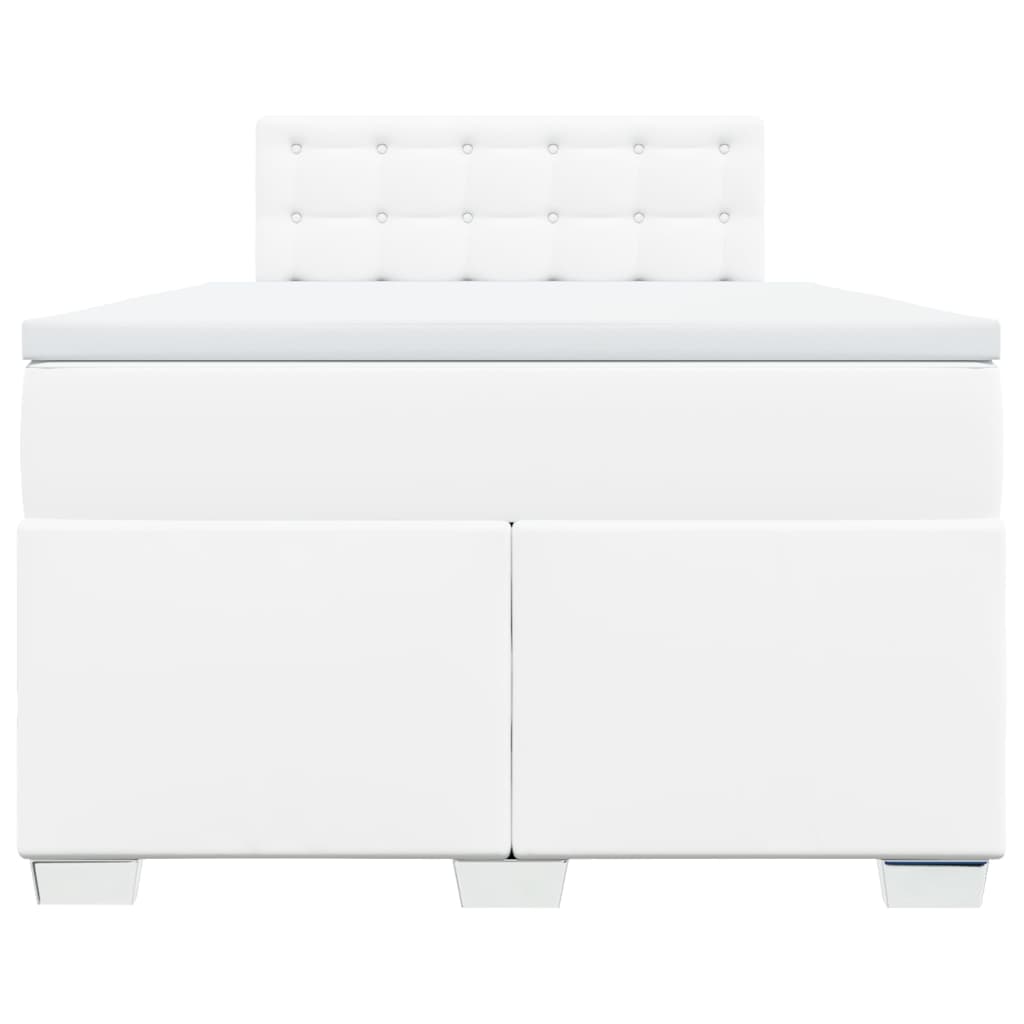 vidaXL Κρεβάτι Boxspring με Στρώμα Λευκό 120x200εκ.από Συνθετικό Δέρμα