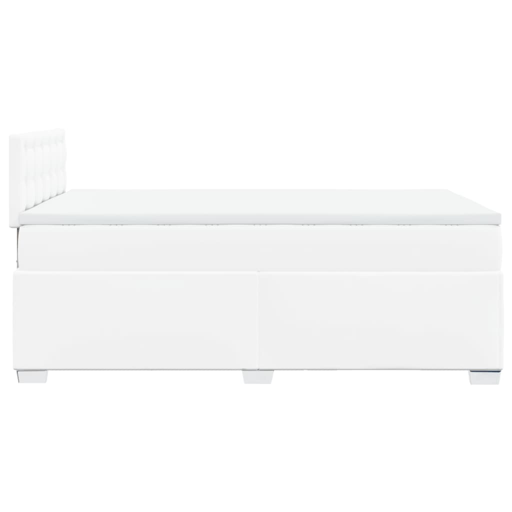 vidaXL Κρεβάτι Boxspring με Στρώμα Λευκό 120x200εκ.από Συνθετικό Δέρμα