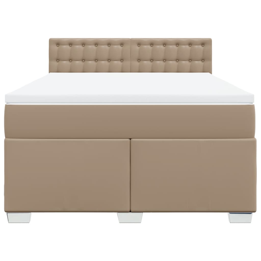 vidaXL Κρεβάτι Boxspring με Στρώμα Καπουτσίνο 140x190εκ.από Συνθ.Δέρμα