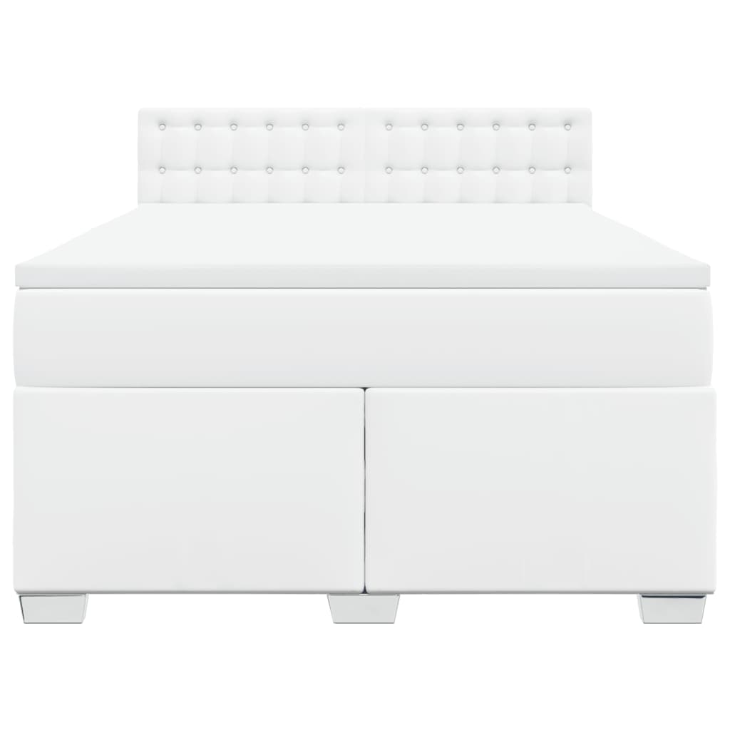 vidaXL Κρεβάτι Boxspring με Στρώμα Λευκό 140x200εκ.από Συνθετικό Δέρμα