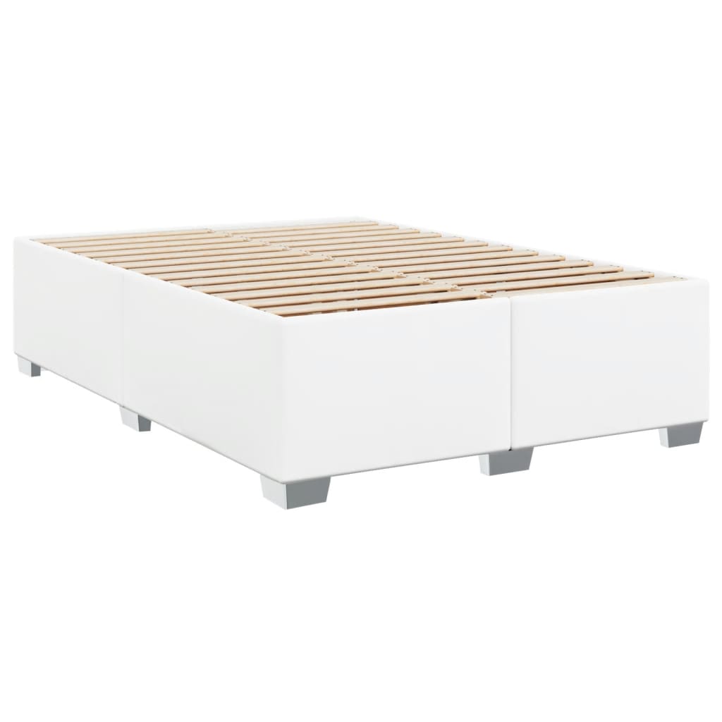 vidaXL Κρεβάτι Boxspring με Στρώμα Λευκό 140x200εκ.από Συνθετικό Δέρμα