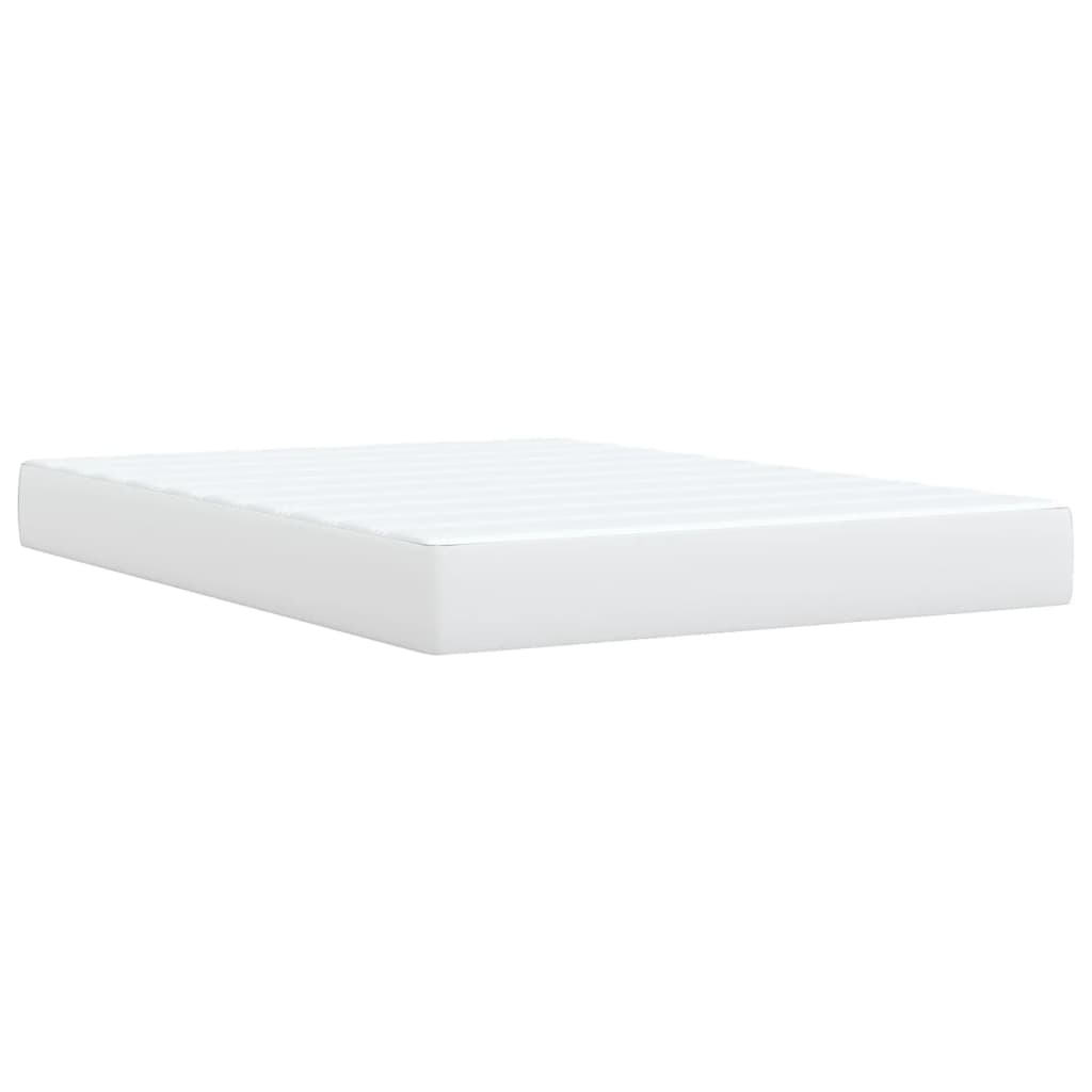vidaXL Κρεβάτι Boxspring με Στρώμα Λευκό 140x200εκ.από Συνθετικό Δέρμα