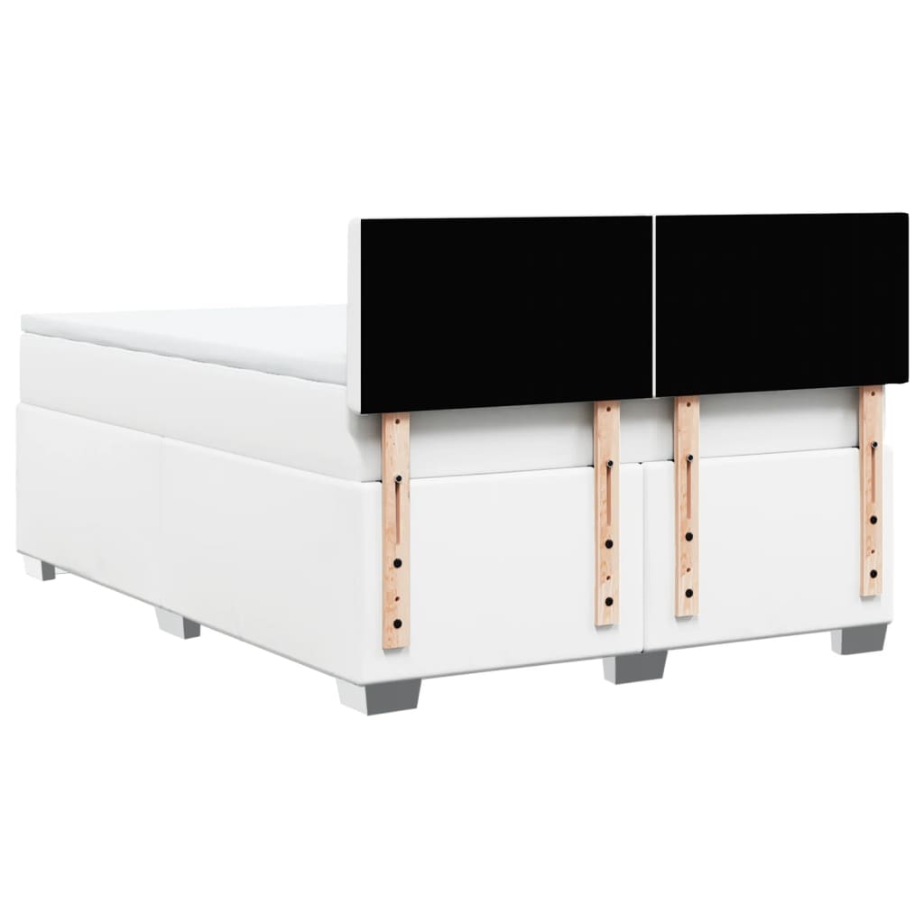 vidaXL Κρεβάτι Boxspring με Στρώμα Λευκό 140x200εκ.από Συνθετικό Δέρμα
