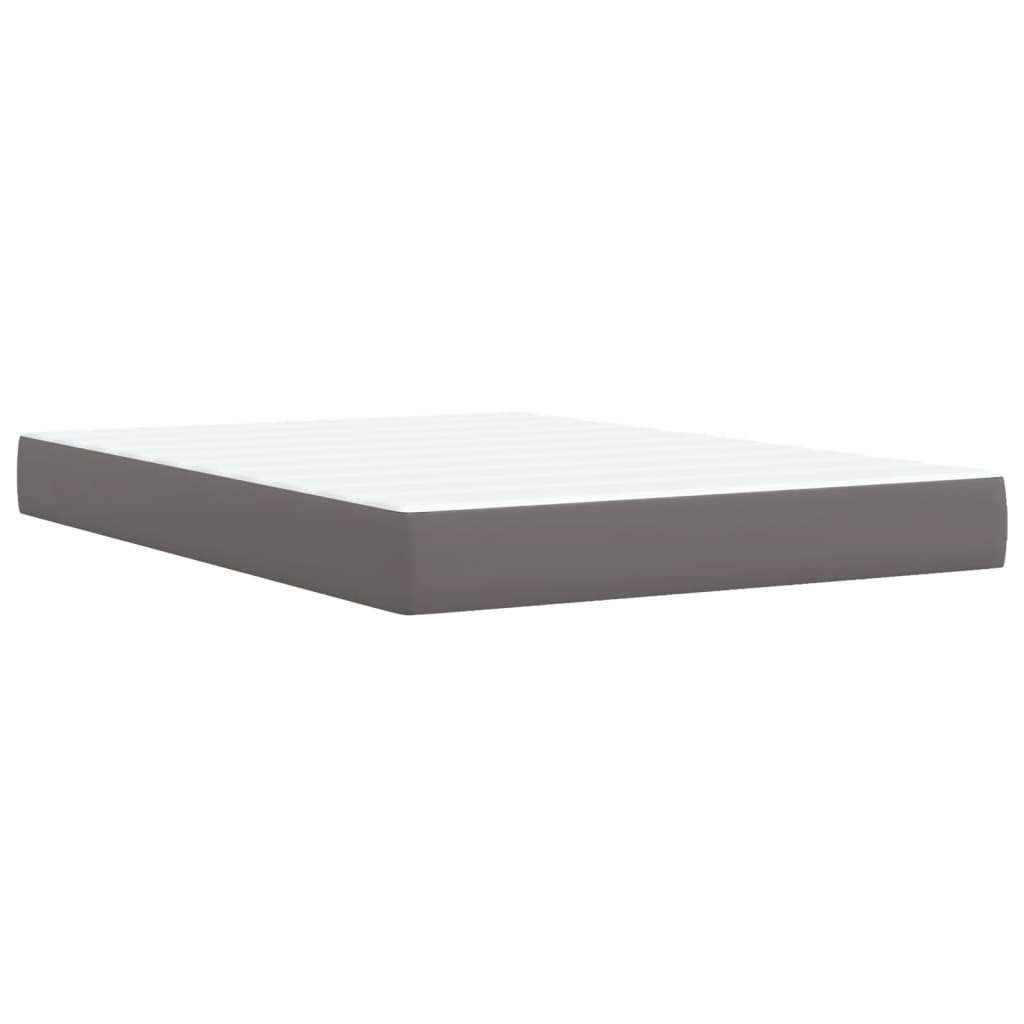 vidaXL Κρεβάτι Boxspring με Στρώμα Γκρι 140x200εκ. από Συνθετικό Δέρμα
