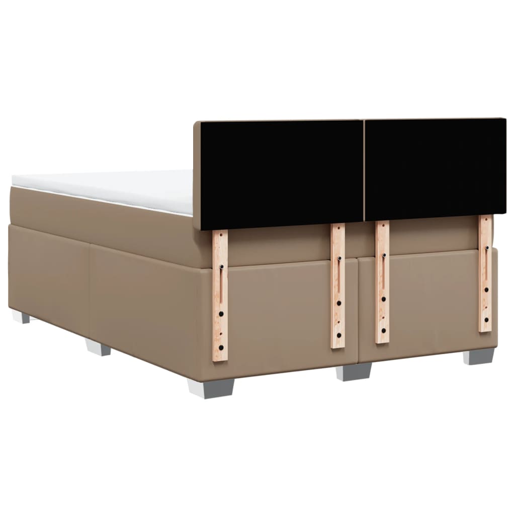 vidaXL Κρεβάτι Boxspring με Στρώμα Καπουτσίνο 140x200εκ.από Συνθ.Δέρμα