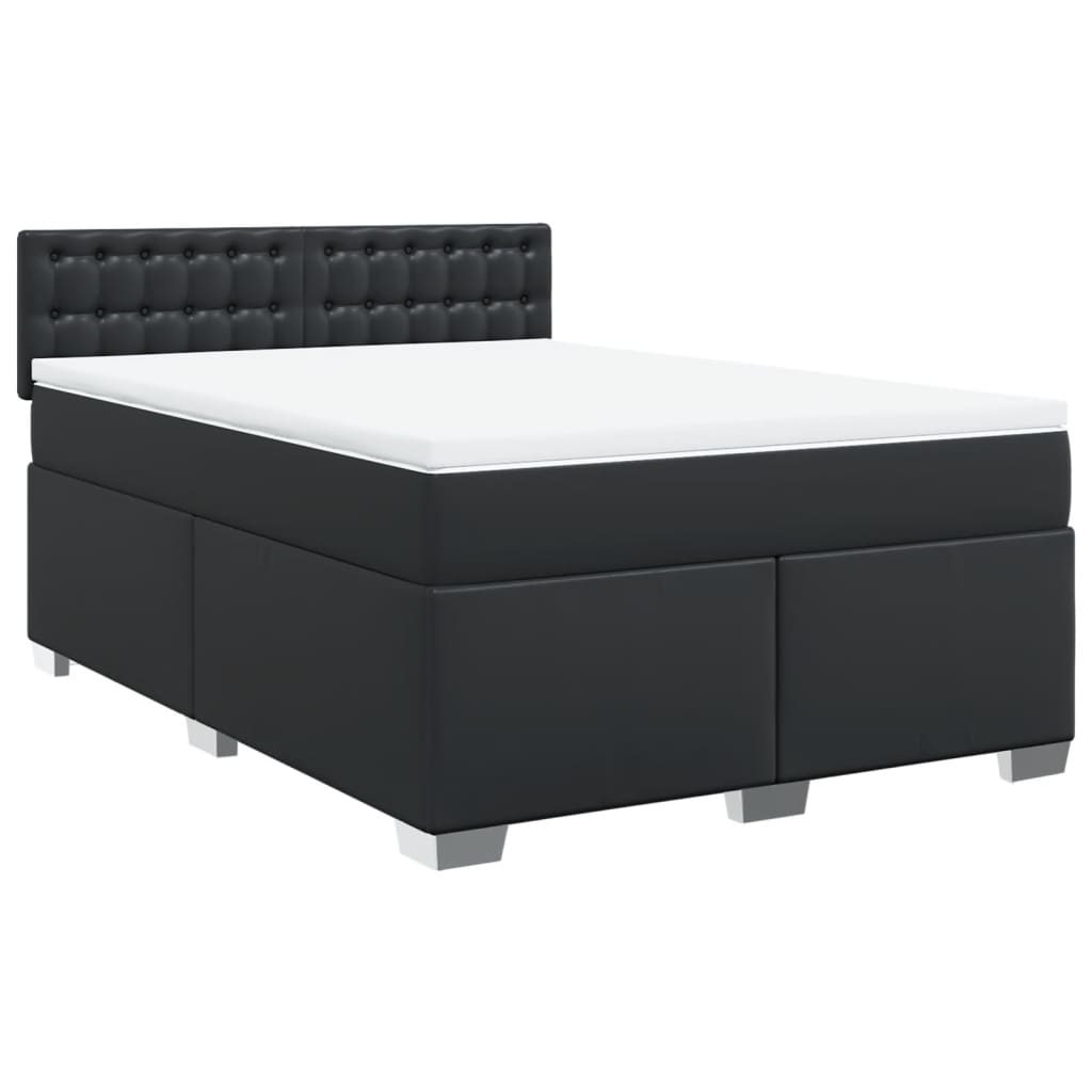 vidaXL Κρεβάτι Boxspring με Στρώμα Μαύρο 160x200εκ.από Συνθετικό Δέρμα