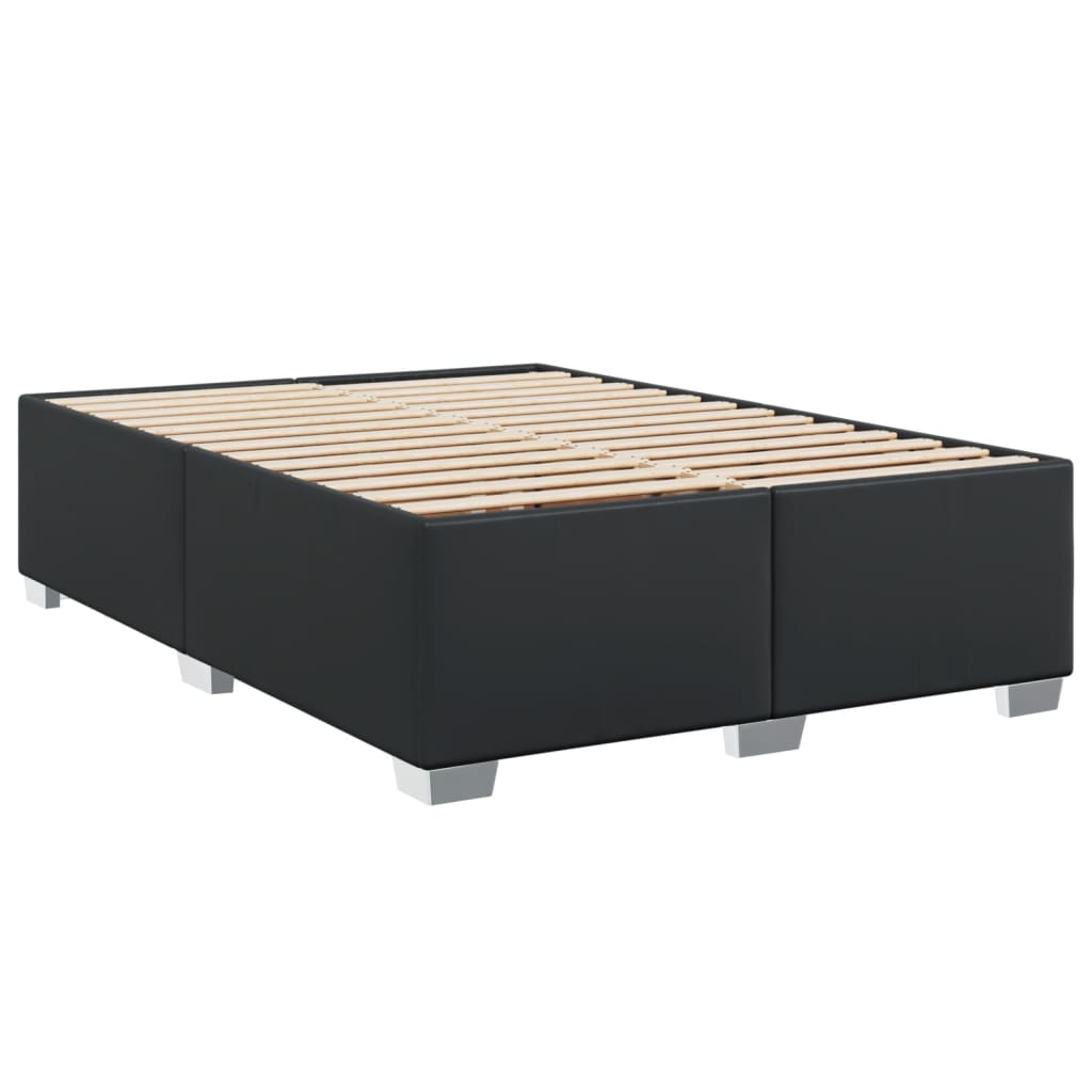 vidaXL Κρεβάτι Boxspring με Στρώμα Μαύρο 160x200εκ.από Συνθετικό Δέρμα