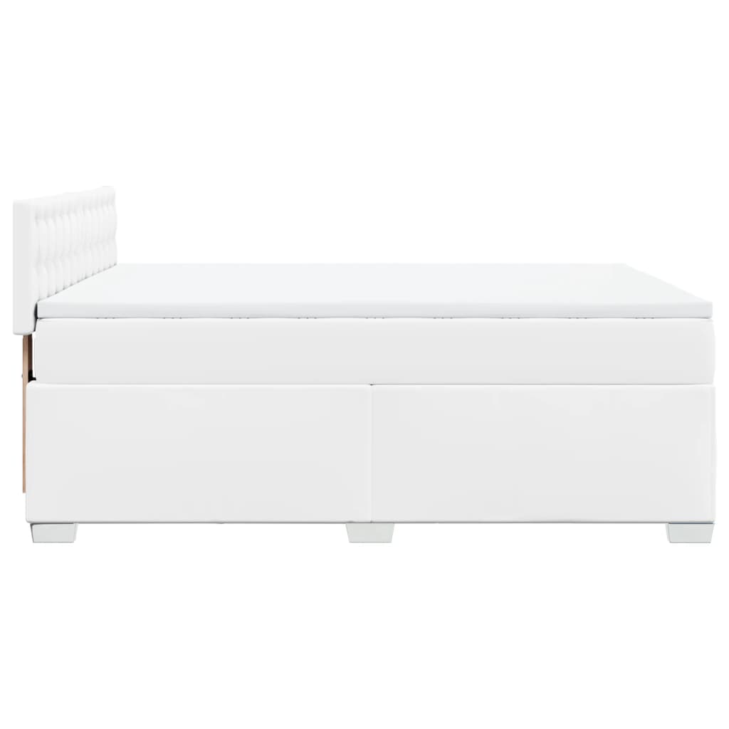 vidaXL Κρεβάτι Boxspring με Στρώμα Λευκό 160x200εκ.από Συνθετικό Δέρμα