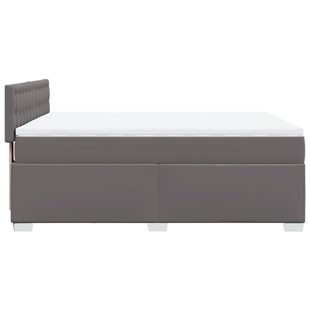 vidaXL Κρεβάτι Boxspring με Στρώμα Γκρι 160x200εκ. από Συνθετικό Δέρμα