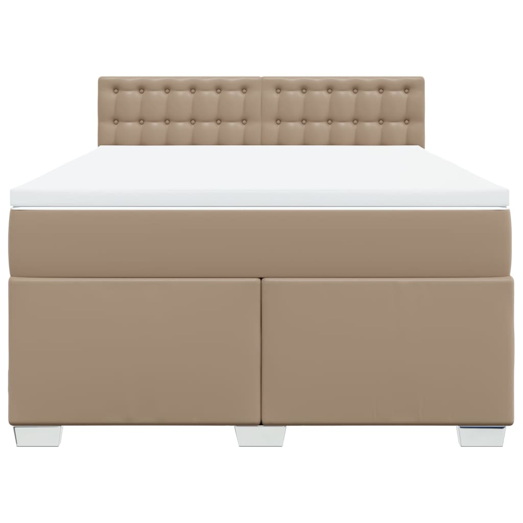 vidaXL Κρεβάτι Boxspring με Στρώμα Καπουτσίνο 160x200εκ.από Συνθ.Δέρμα