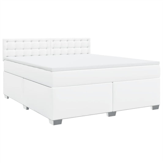 vidaXL Κρεβάτι Boxspring με Στρώμα Λευκό 180x200 εκ. Συνθετικό Δέρμα