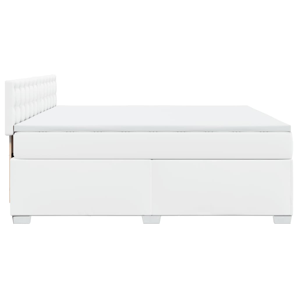 vidaXL Κρεβάτι Boxspring με Στρώμα Λευκό 180x200 εκ. Συνθετικό Δέρμα