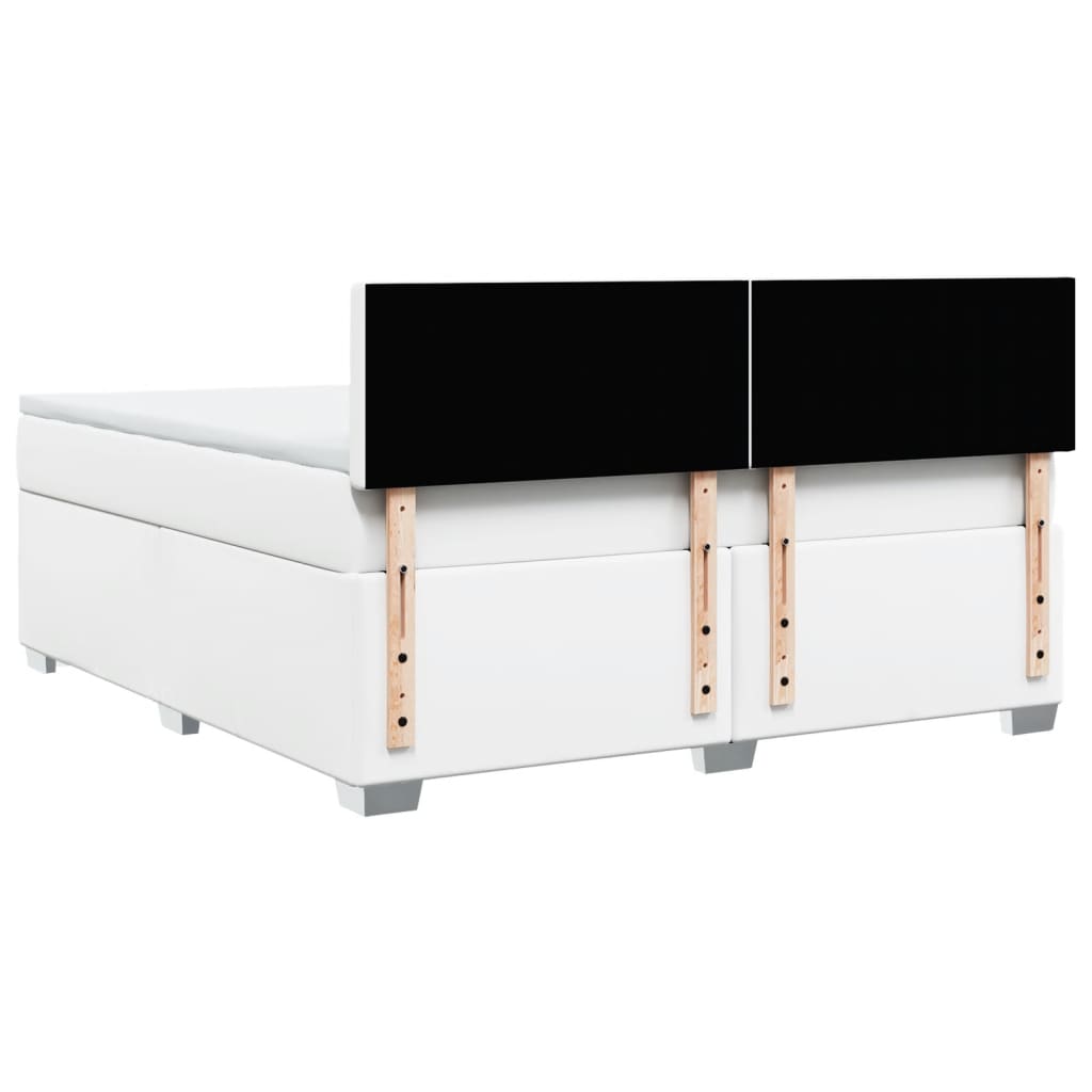 vidaXL Κρεβάτι Boxspring με Στρώμα Λευκό 180x200 εκ. Συνθετικό Δέρμα