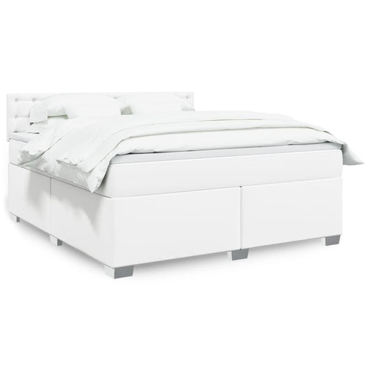 vidaXL Κρεβάτι Boxspring με Στρώμα Λευκό 180x200 εκ. Συνθετικό Δέρμα