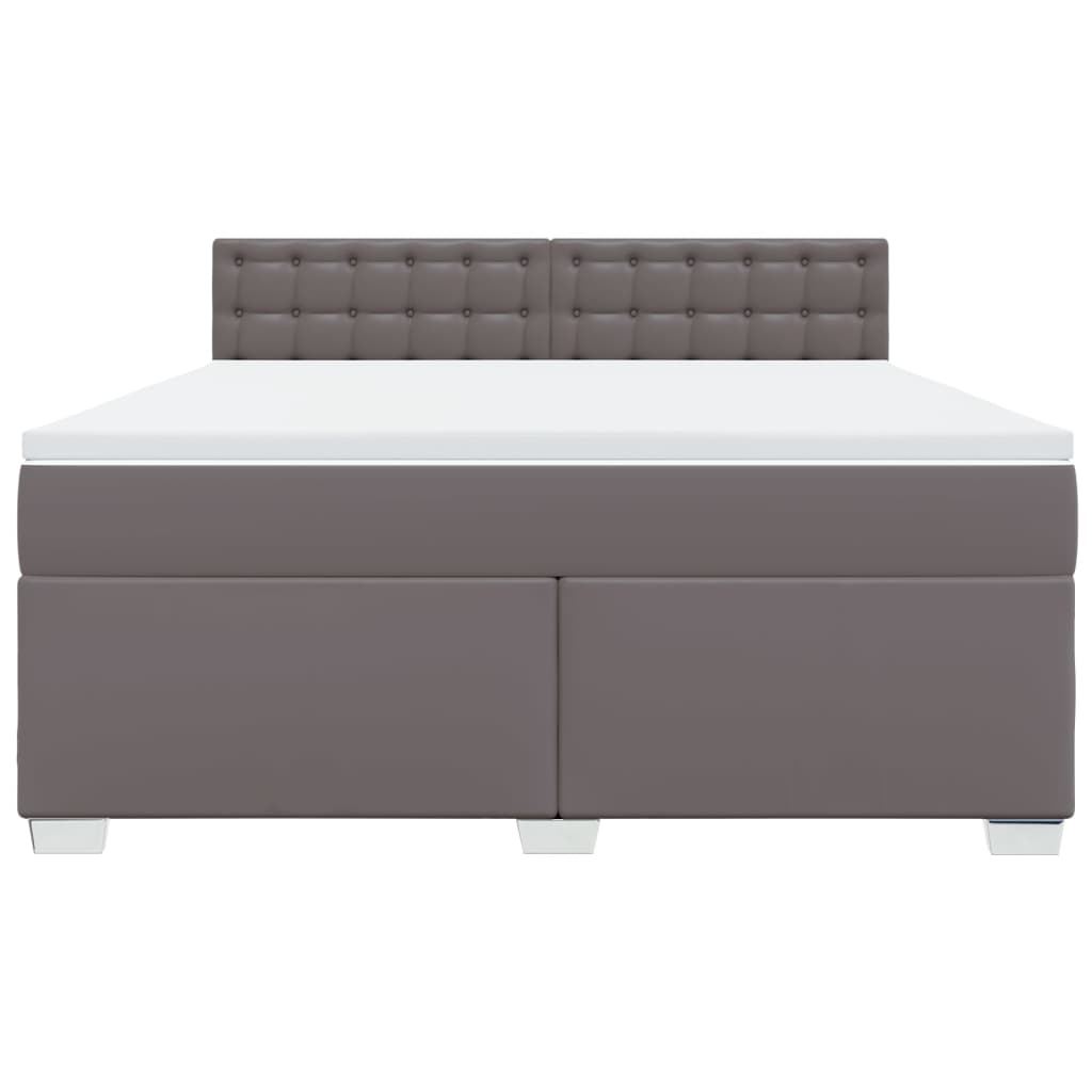 vidaXL Κρεβάτι Boxspring με Στρώμα Γκρι 180x200 εκ. Συνθετικό Δέρμα