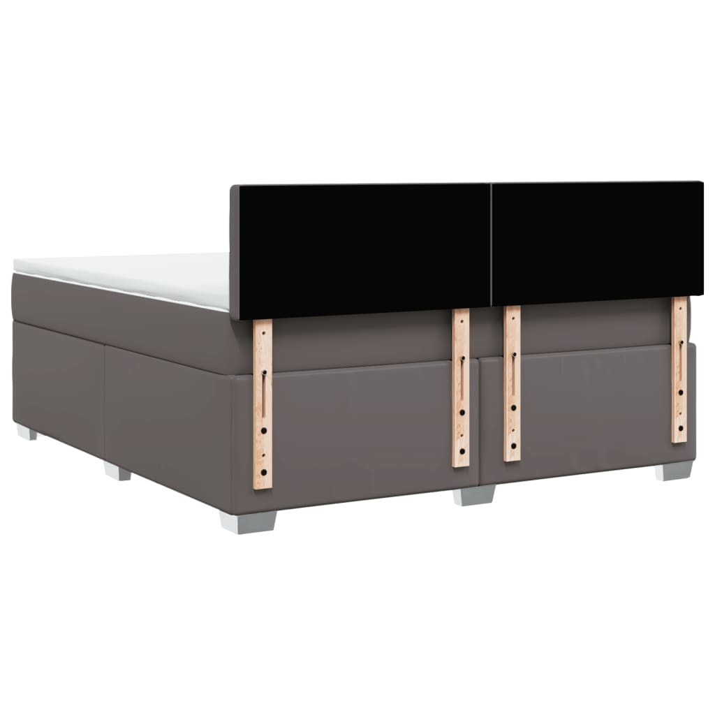 vidaXL Κρεβάτι Boxspring με Στρώμα Γκρι 180x200 εκ. Συνθετικό Δέρμα