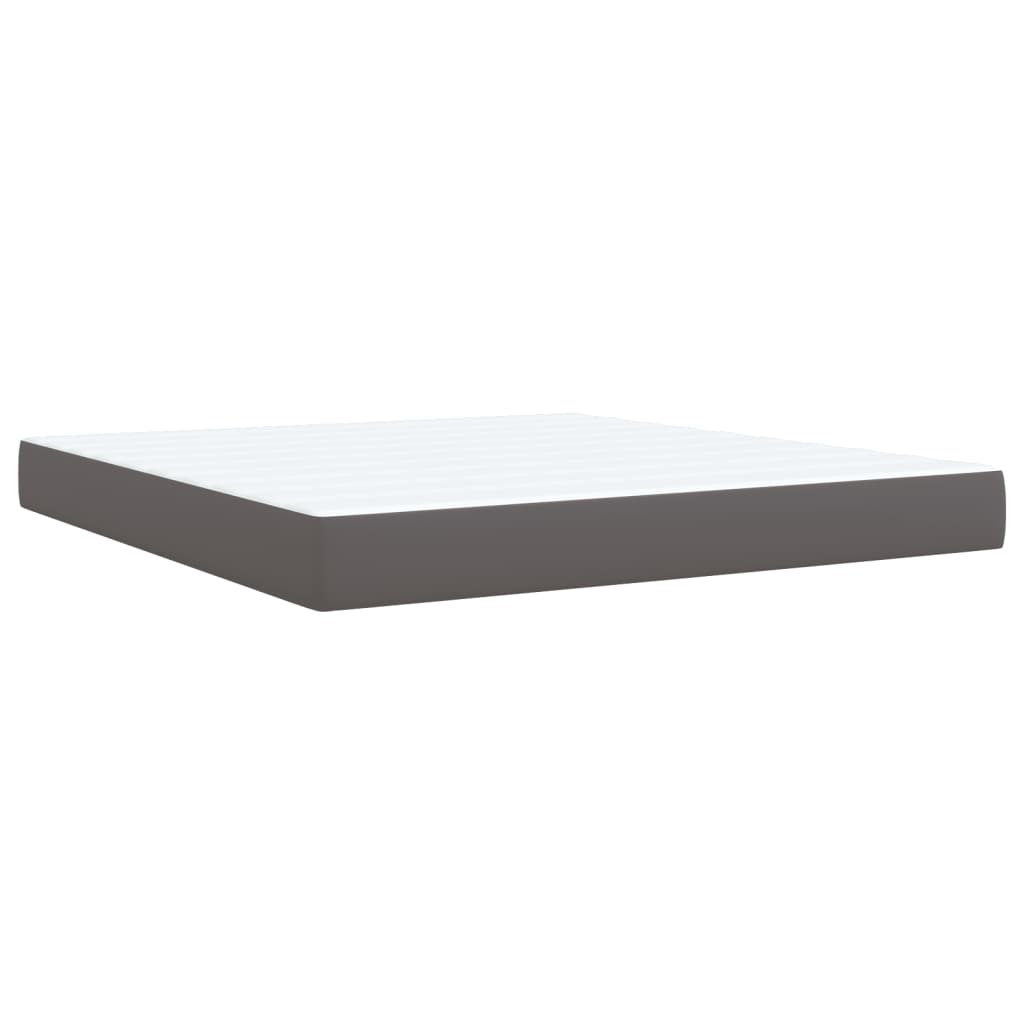 vidaXL Κρεβάτι Boxspring με Στρώμα Γκρι 180x200 εκ. Συνθετικό Δέρμα