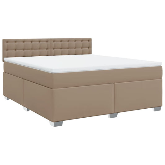 vidaXL Κρεβάτι Boxspring με Στρώμα Καπουτσίνο 180x200 εκ. Συνθ. Δέρμα