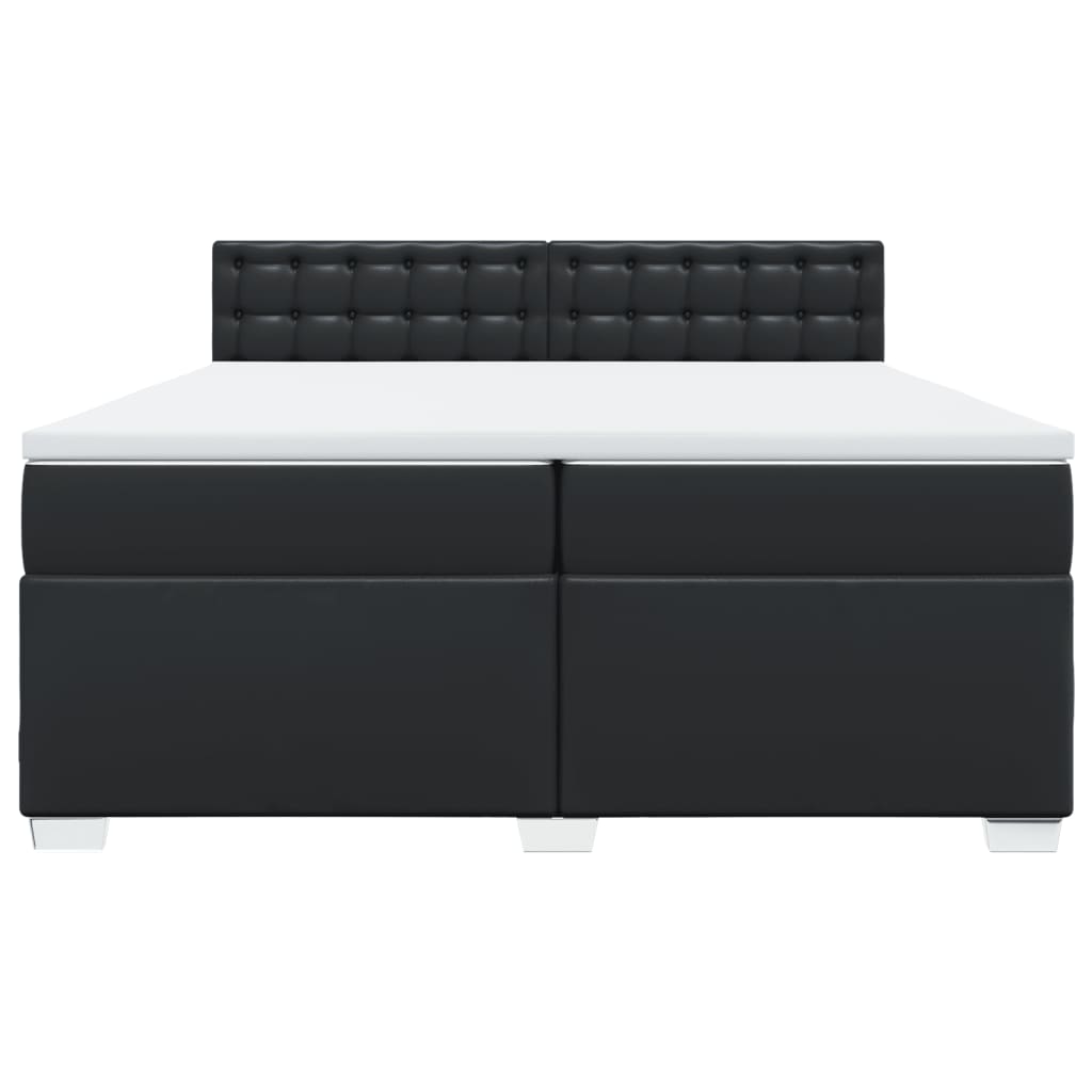 vidaXL Κρεβάτι Boxspring με Στρώμα Μαύρο 200x200 εκ. Συνθετικό Δέρμα