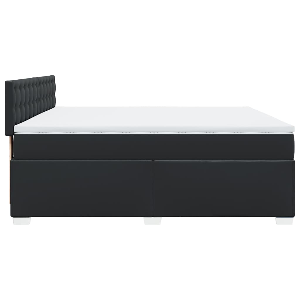 vidaXL Κρεβάτι Boxspring με Στρώμα Μαύρο 200x200 εκ. Συνθετικό Δέρμα