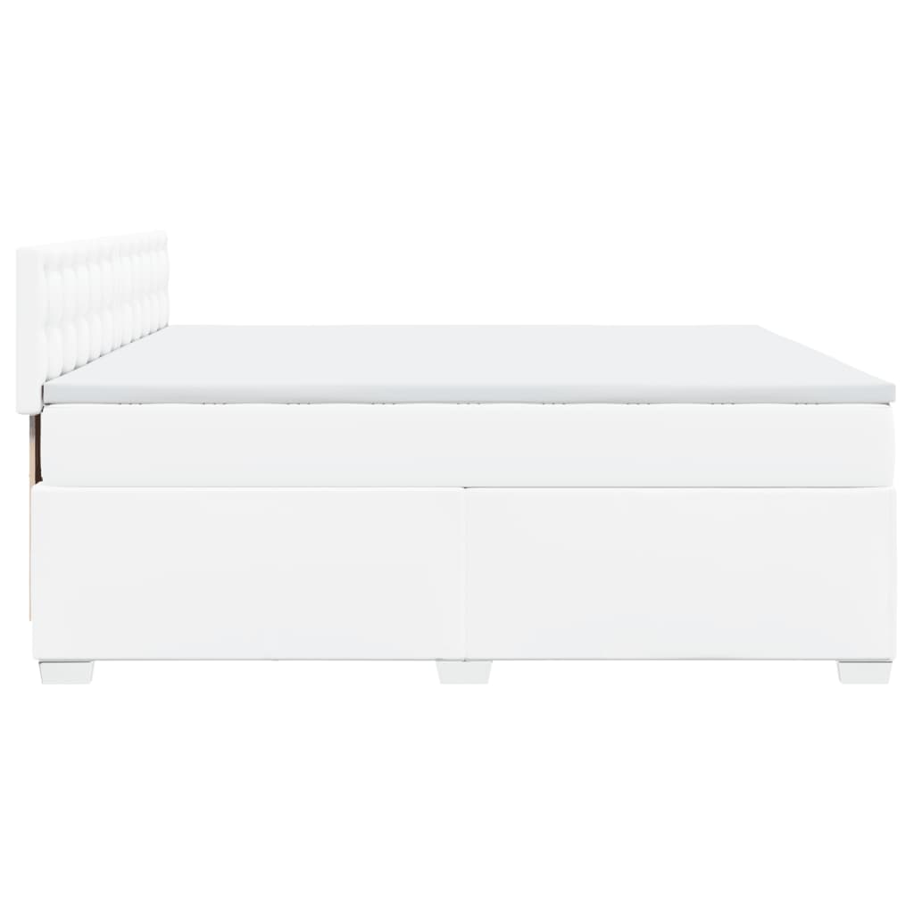 vidaXL Κρεβάτι Boxspring με Στρώμα Λευκό 200x200 εκ. Συνθετικό Δέρμα