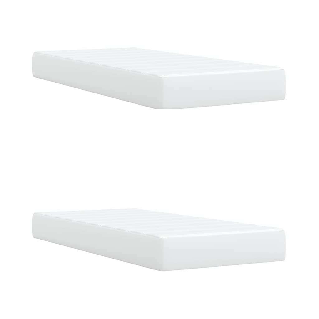 vidaXL Κρεβάτι Boxspring με Στρώμα Λευκό 200x200 εκ. Συνθετικό Δέρμα