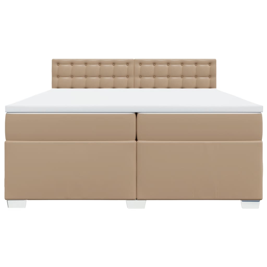 vidaXL Κρεβάτι Boxspring με Στρώμα Καπουτσίνο 200x200εκ.από Συνθ.Δέρμα