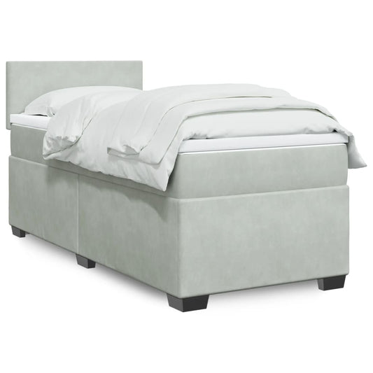 vidaXL Κρεβάτι Boxspring με Στρώμα Ανοιχτό Γκρι 80x200 εκ. Βελούδινο