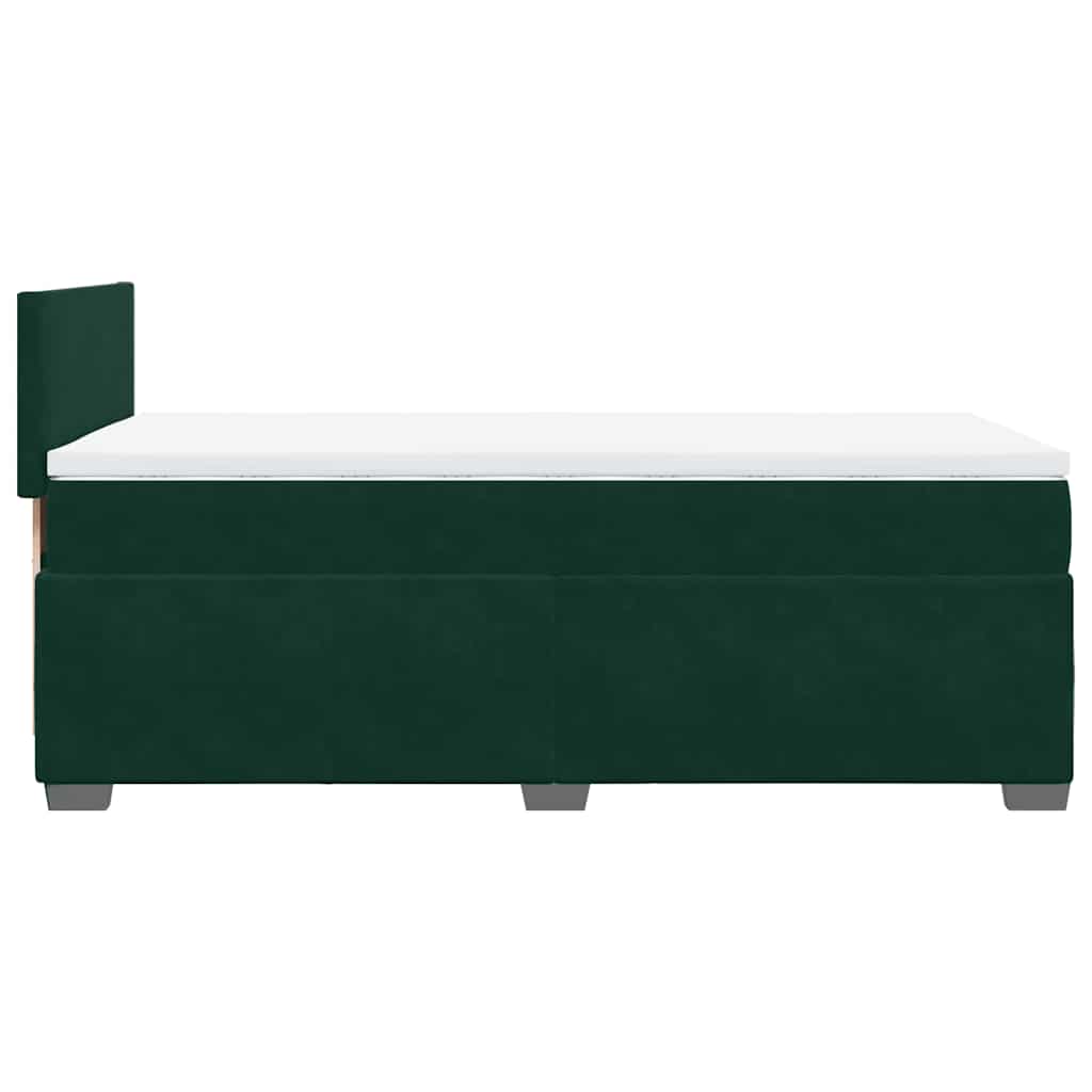 vidaXL Κρεβάτι Boxspring με Στρώμα Σκούρο Πράσινο 80x200 εκ. Βελούδινο