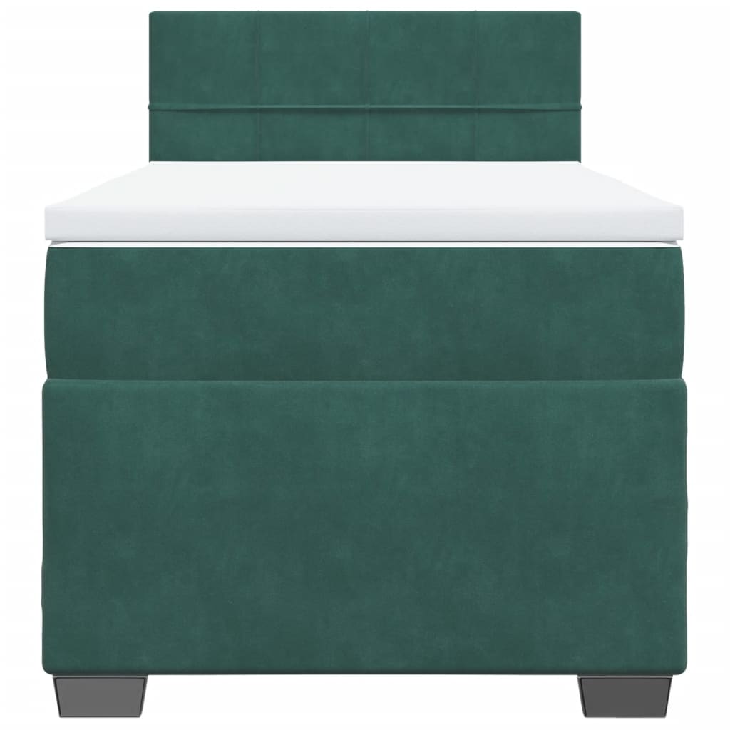 vidaXL Κρεβάτι Boxspring με Στρώμα Σκούρο Πράσινο 80x200 εκ. Βελούδινο