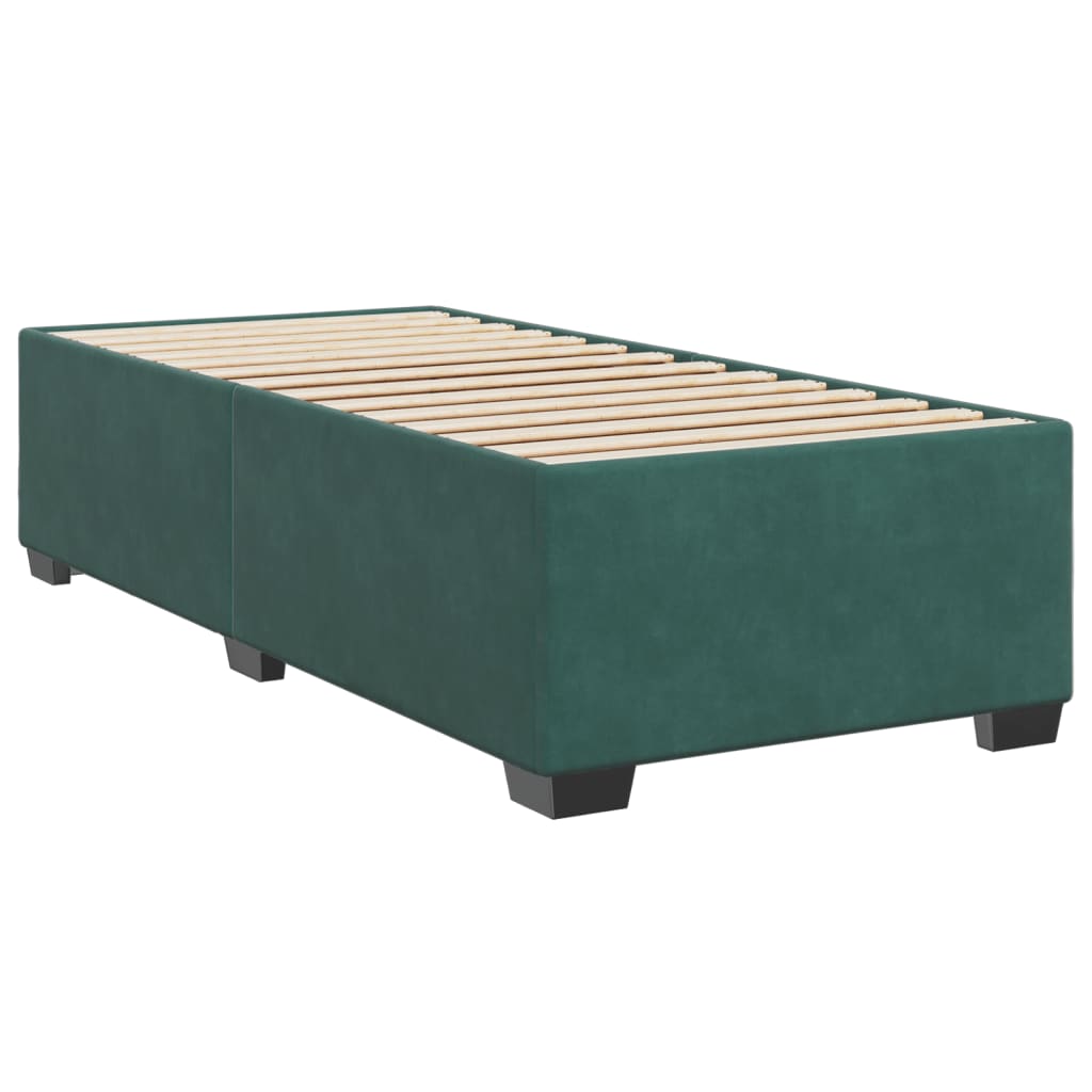 vidaXL Κρεβάτι Boxspring με Στρώμα Σκούρο Πράσινο 80x200 εκ. Βελούδινο