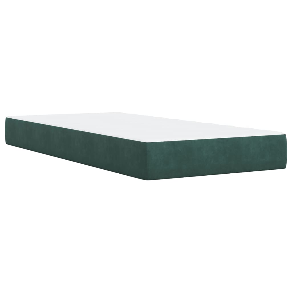 vidaXL Κρεβάτι Boxspring με Στρώμα Σκούρο Πράσινο 80x200 εκ. Βελούδινο