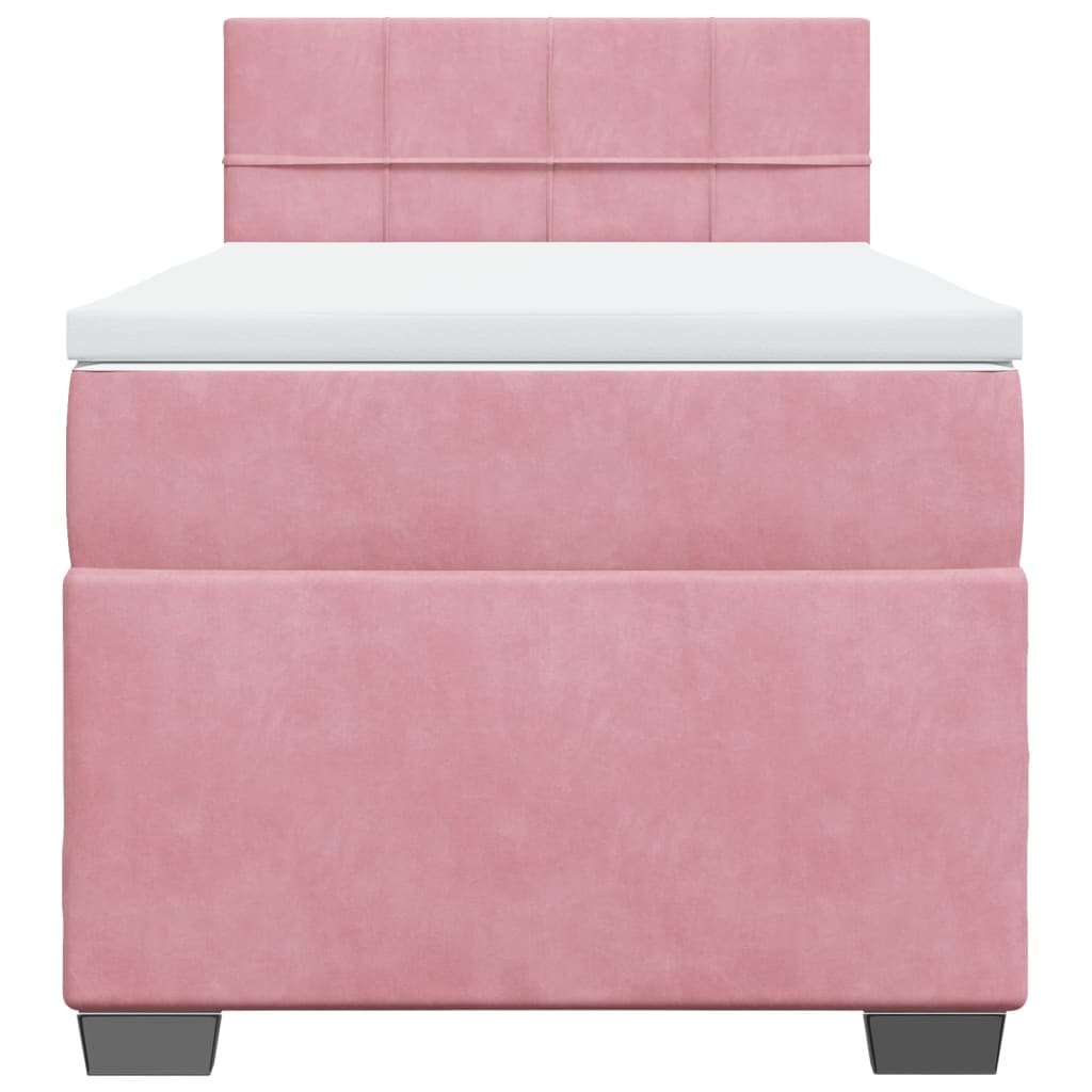 vidaXL Κρεβάτι Boxspring με Στρώμα Ροζ 80 x 200 εκ. Βελούδινο